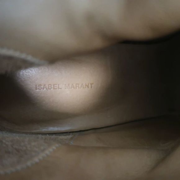 Isabel Marant Crisi Ankle Boots Taupe Gray Suede Size 38 Hidden Wedge Booties - Picture 11 of 12